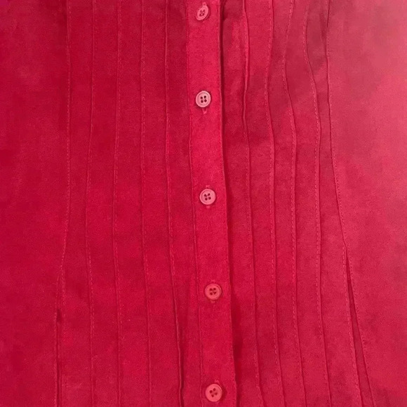 EUC Lemon Grass Studio Dark Red Button Down Polyester Blouse Women’s PS - Picture 2 of 12